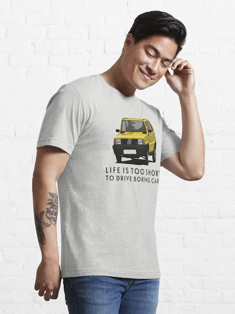 Life is too short to drive boring cars - yellow Fiat Panda shirt