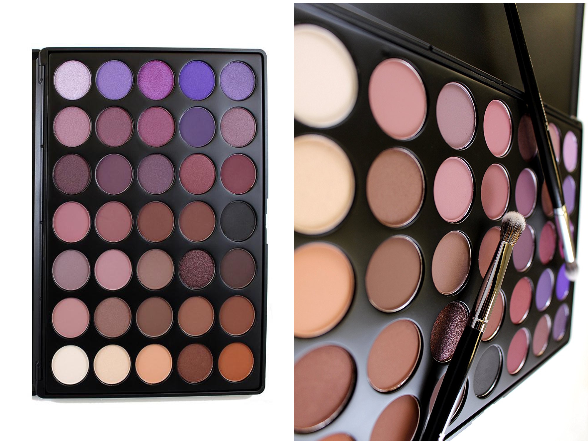 beauty collage with top 5 eyeshadow palettes perfect for winter makeup look