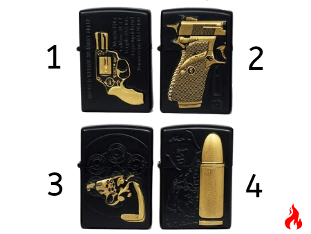 lapak korek, zippo, black, motif, pistol