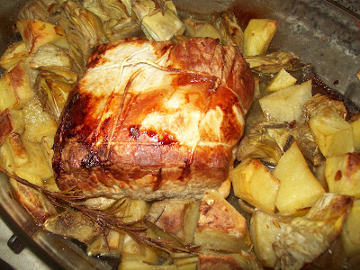 arrosto con patate e carciofi
