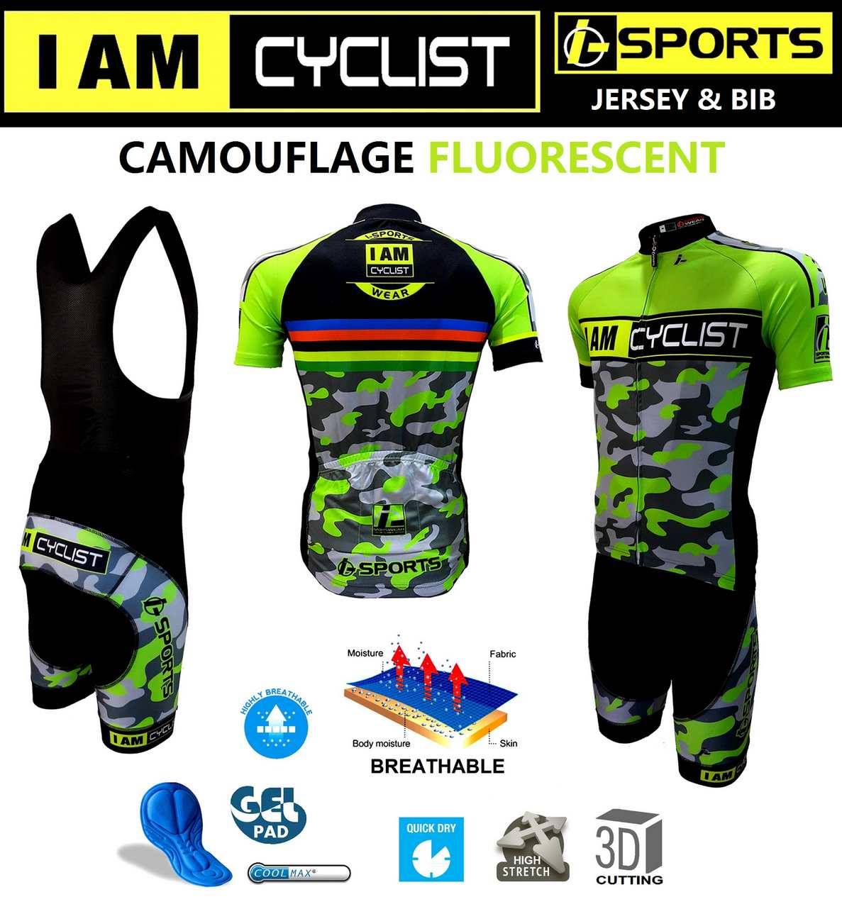 I AM CYCLIST CAMOUFLAGE FLUORESCENT PREMIUM VERSION (HIGH QUALITY