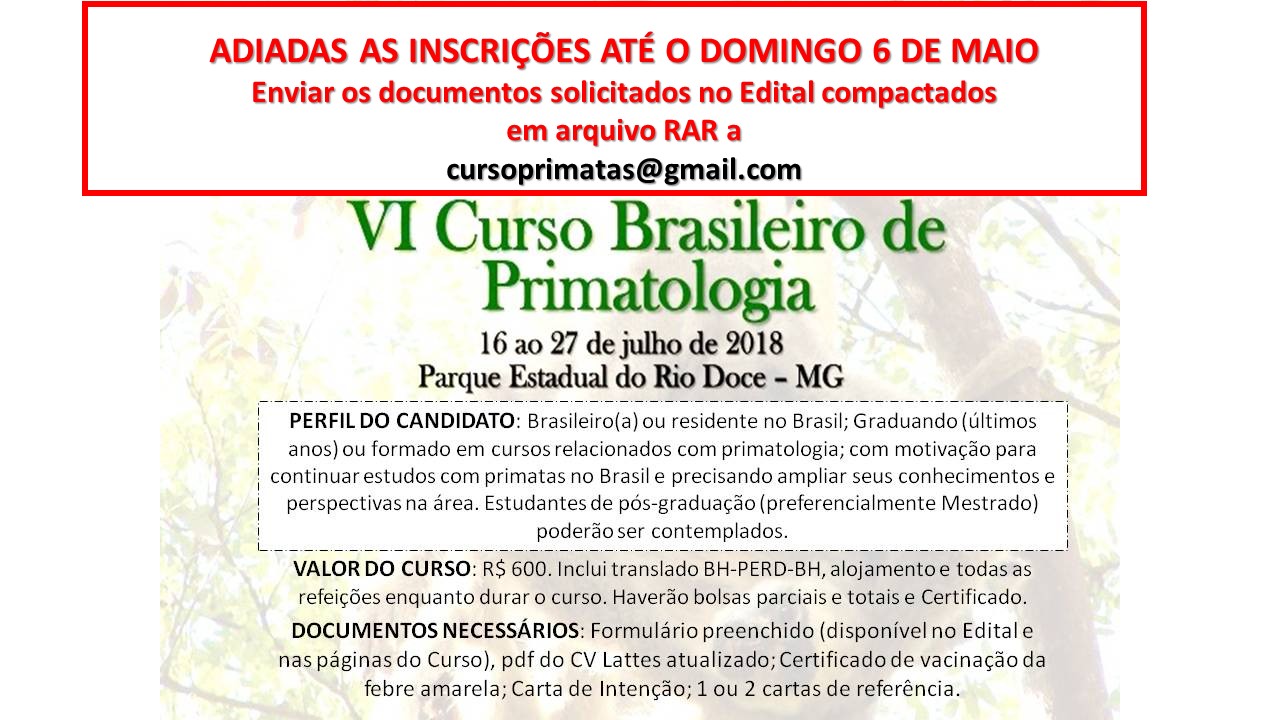 Bem-vindos ao Blog do VI Curso Brasileiro de Primatologia