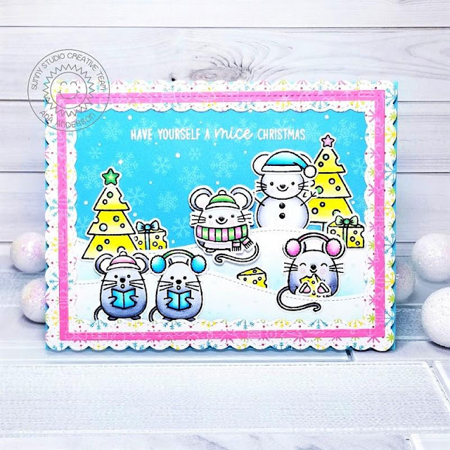 Sunny Studio Stamps: Merry Mice Woodland Borders Fancy Frame Dies Christmas Card by Ana Anderson Sunny Studio Stamps: Merry Mice Woodland Borders Fancy Frame Dies Christmas Card by Ana Anderson