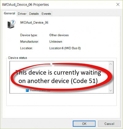 Este dispositivo está actualmente esperando en otro dispositivo (Código 51)