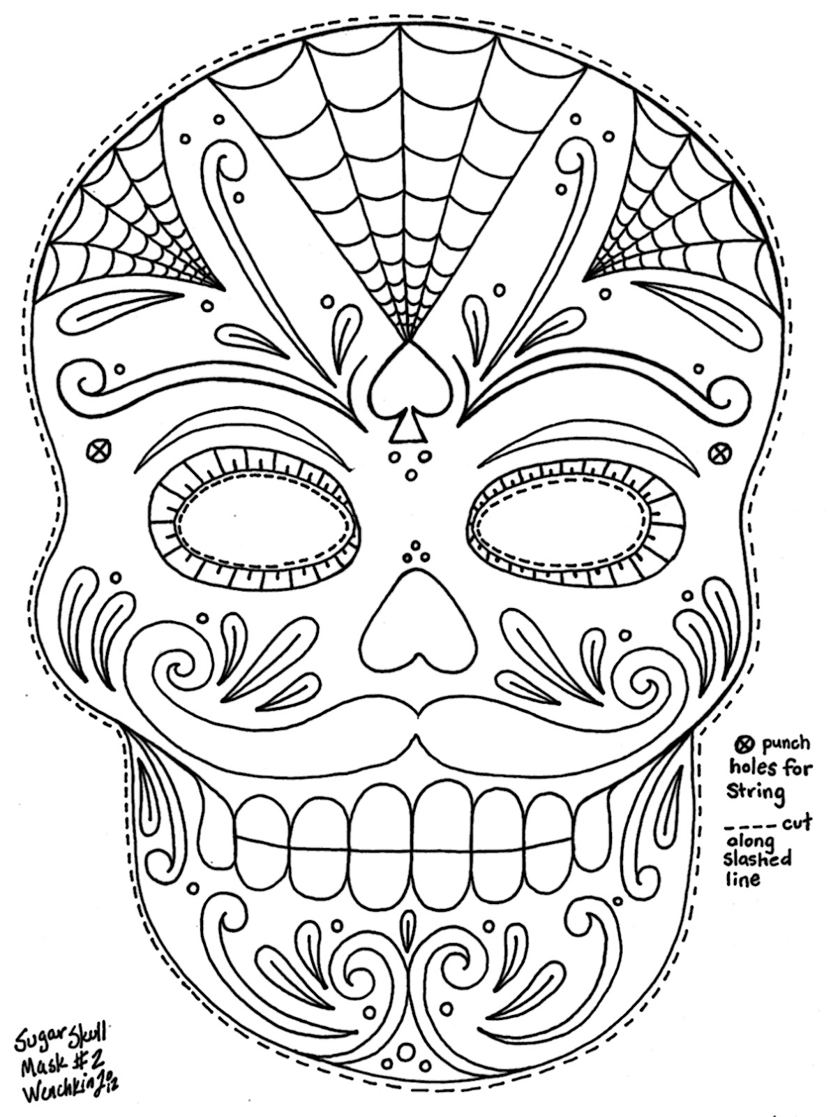 Yucca Flats N M Wenchkin s Coloring Pages Moustached Sugar Skull Mask Yucca Flats N M Wenchkin s Coloring Pages Moustached Sugar Skull Mask