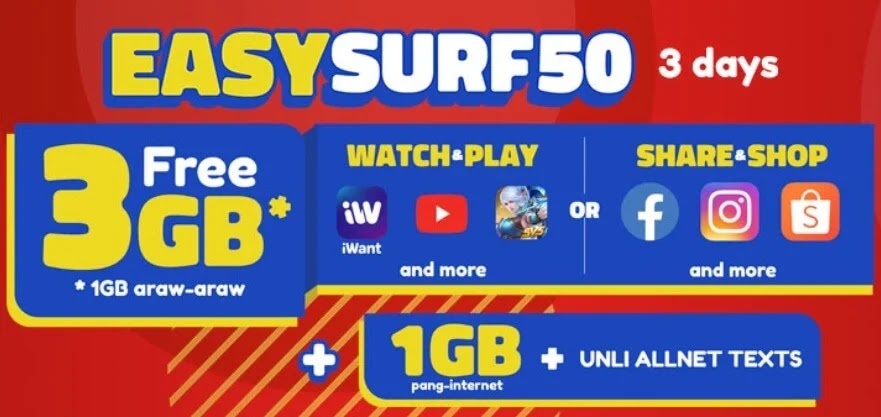 TM EasySurf50 Now With 5GB of Data, Unli All Net Texts; Still for Only Php50