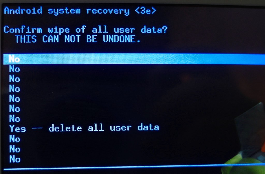 Confirm wipe of all data. Wipe data Factory reset. Wipe data Android. Factory data reset. Android System Recovery.