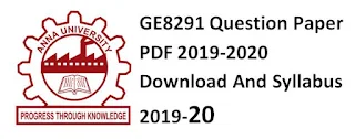 GE8291 Question Paper PDF 2019-2020 Download And Syllabus 2019-20