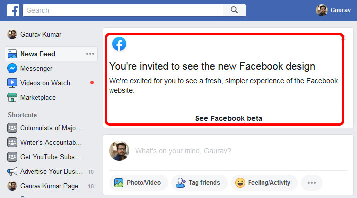 invitation: participate in a facebook beta test
