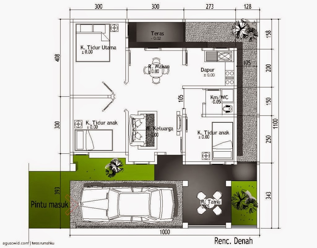 Denah Rumah  Minimalis 1 Lantai Ukuran 10x12 Desain  Rumah  