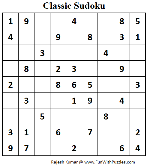 Classic Sudoku (Fun With Sudoku #73)