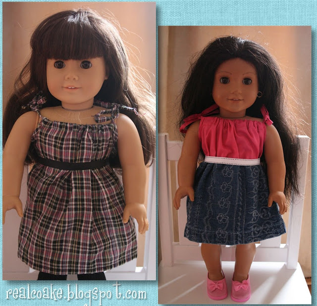 American Girl Doll pattern to make a darling drawstring dress. #AmericanGirlDoll #Sewing #RealCoake
