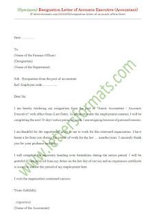 resignation letter format for accounts executive