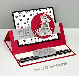 Stampin' Up! Last Chance Playful Pets + Mini Mates Birthday Card + Easel Card Video Tutorial ~ www.juliedavison.com #stampinup