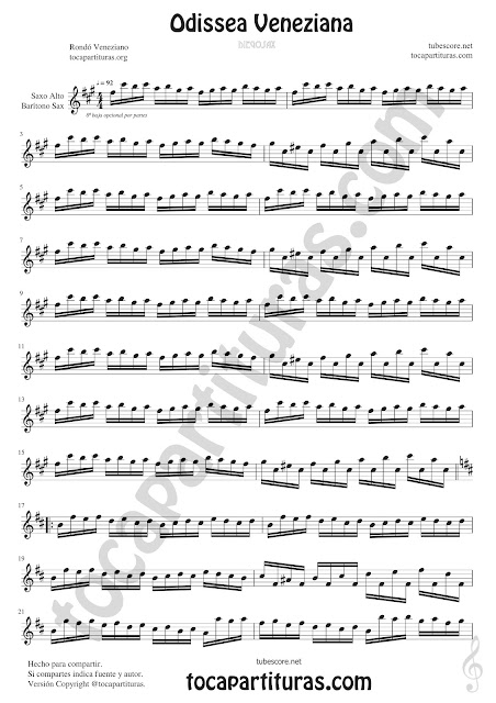 Saxofón Alto y Sax Barítono Partitura de Odissea Veneziana Sheet Music for Alto and Baritone Saxophone Music Scores p1