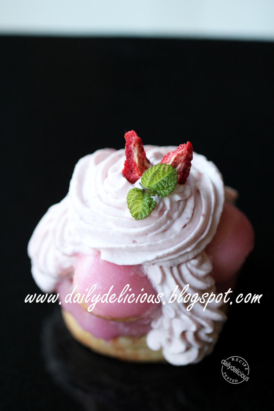 dailydelicious thai Saint Honore Fraise Cute, individual Strawberry