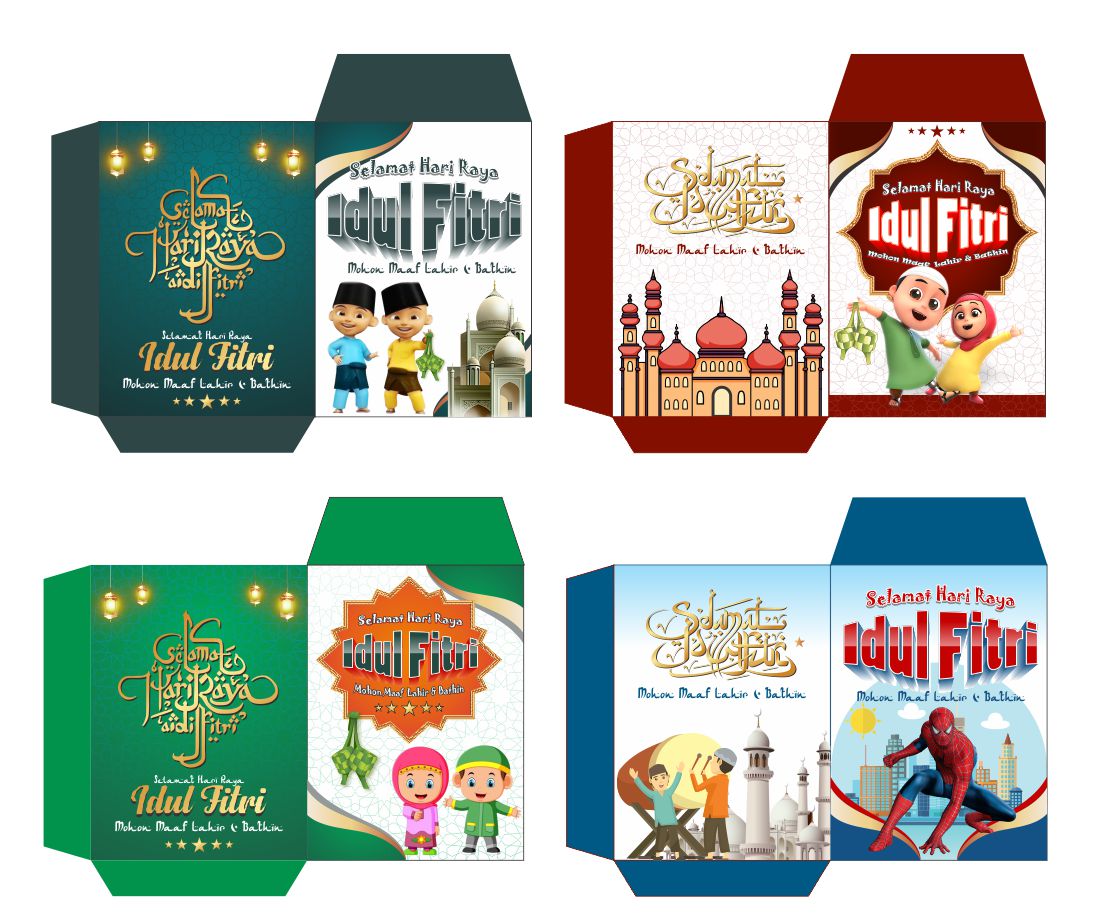 Free 32 Desain Amplop THR Lebaran UNIK CorelDraw (Free CDR PDF & PNG