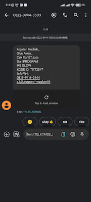 sms menang undian give away ms glow,