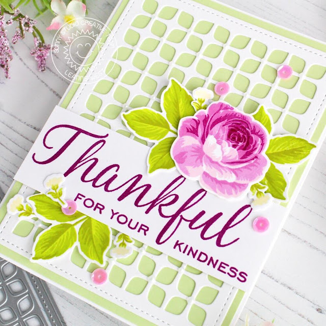 Sunny Studio Stamps: Frilly Frames Dies Elegant Leaves Everything's Rosy Thank You Card by Leanne West Sunny Studio Stamps: Frilly Frames Dies Elegant Leaves Everything's Rosy Thank You Card by Leanne West