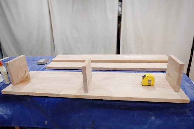 assembling oak lumber floating stereo wall cabinet