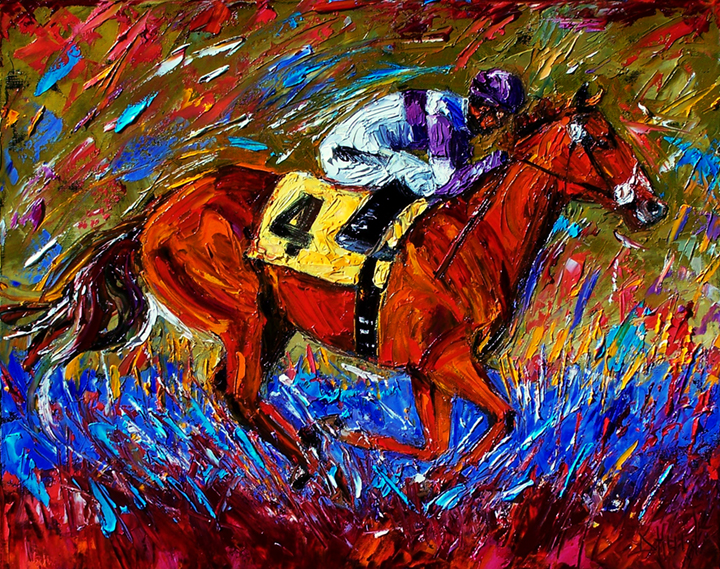 Debra Hurd Original Paintings AND Jazz Art Race Horse painting art Kentucky Derby Day by Debra Hurd