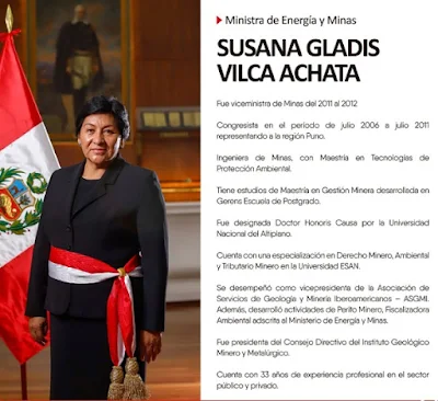 Susana Vilca, ministra de Energía y Minas