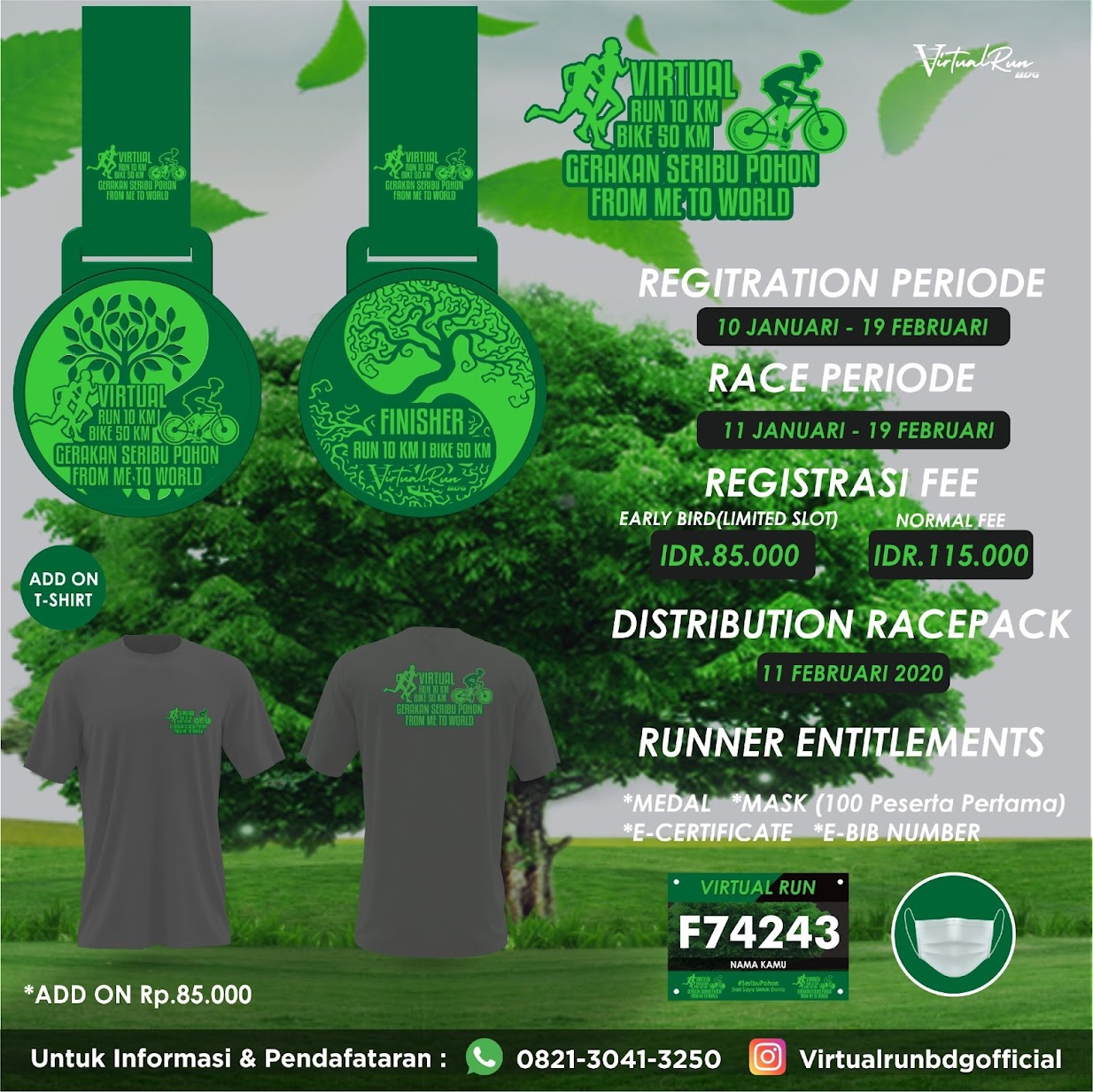 🔍 Virtual Run 10 Km & Bike 50 Km - Gerakan Seribu Pohon • 2021 Virtual Run 10 Km & Bike 50 Km - Gerakan Seribu Pohon • 2021