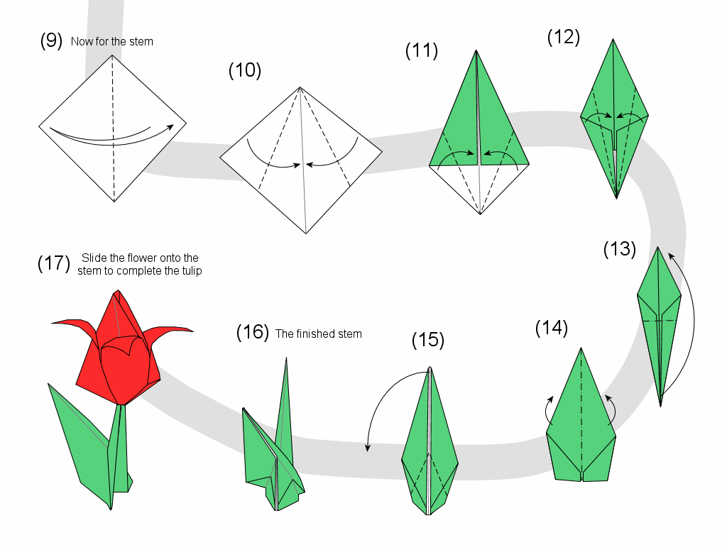 Cara Membuat Origami  Bunga  Tulip  3 Dimensi Cara Membuat 