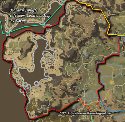 Monarch's Bluffs lifebloom locations map