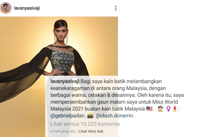 Tuai Kritikan Usai Klaim Batik Berasal dari Negaranya, Miss World Malaysia Minta Maaf