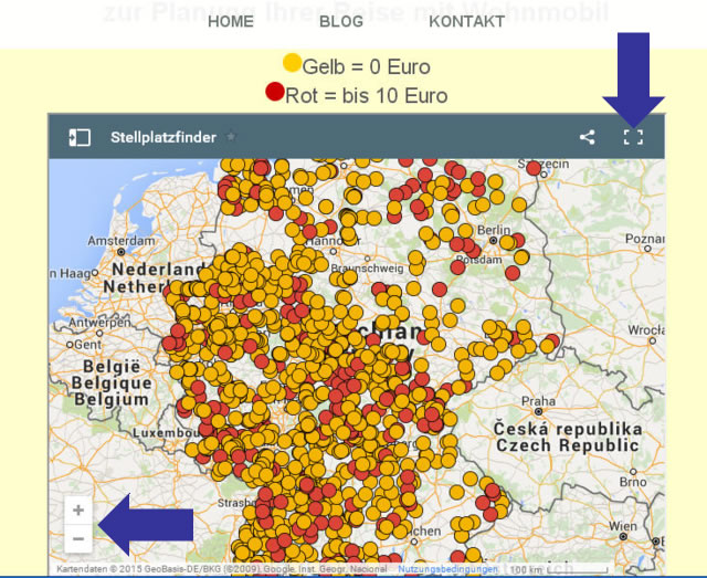 Wohnmobil-Stellplatzfinder: Anleitung zur Karte