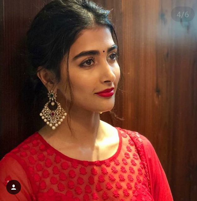 Actress Pooja Hegde Latest Hot Pics In Red Dress 26