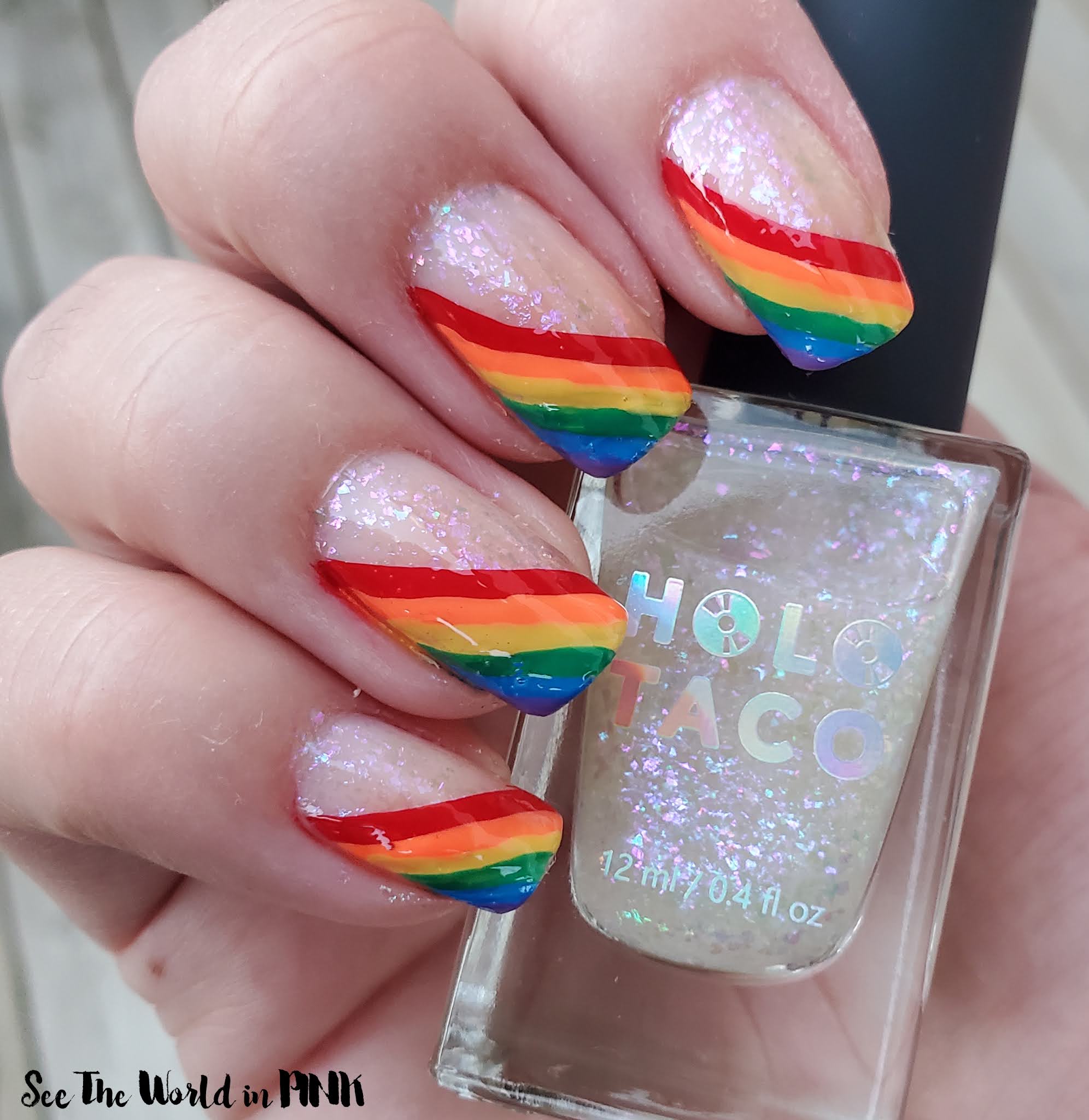 Manicure Monday - Pride Rainbow and Holographic Nails