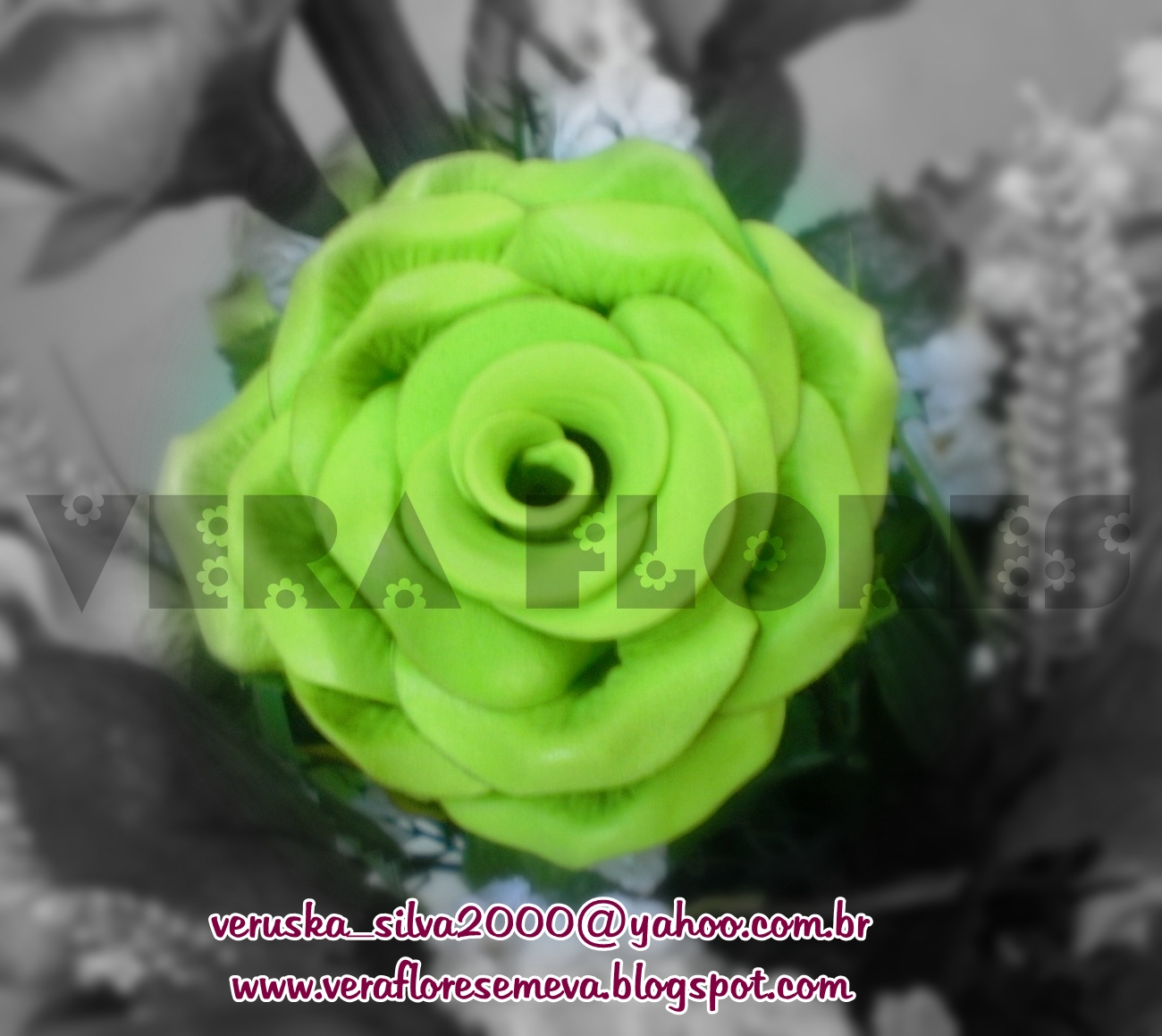Vera Flores - Arranjos em E.V.A.: Arranjo de Rosa - Verde