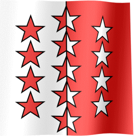The waving flag of Valais (Animated GIF) (Drapeau valaisan - Walliser Flagge)