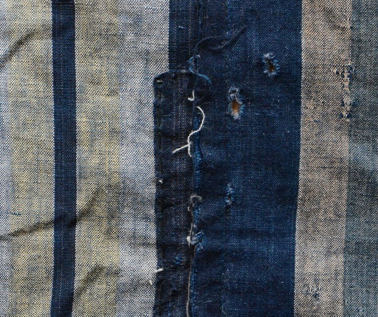 古布 藍染 つぎはぎ クレイジーパターン 襤褸 布団皮 ジャパンヴィンテージ 2 | Indigo Fabric
