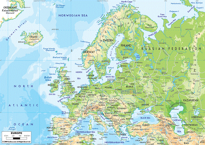 Karta över Europa Politiska Regionen