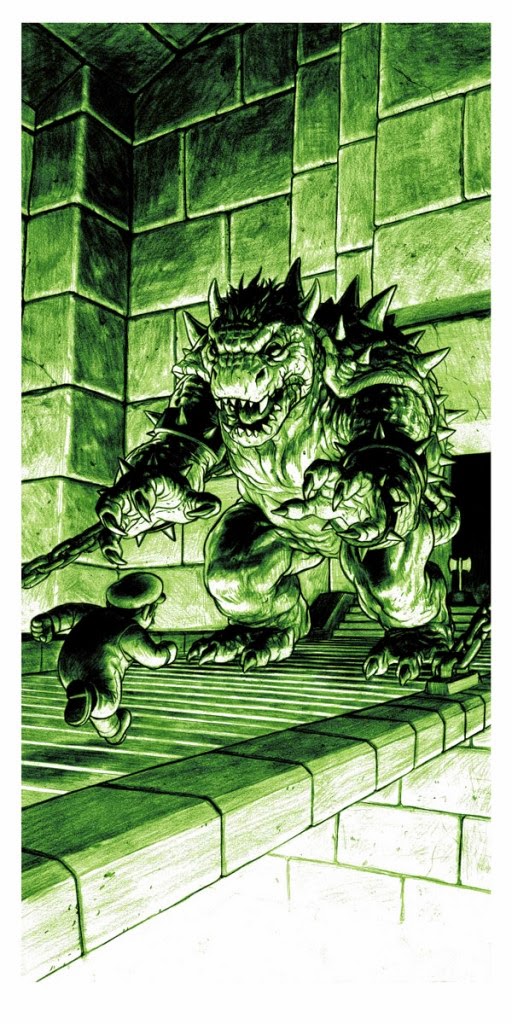 Boss Fight! Video Game Themed Print Series by Nick Derington - The Lizard Super Mario Bros Screen Print