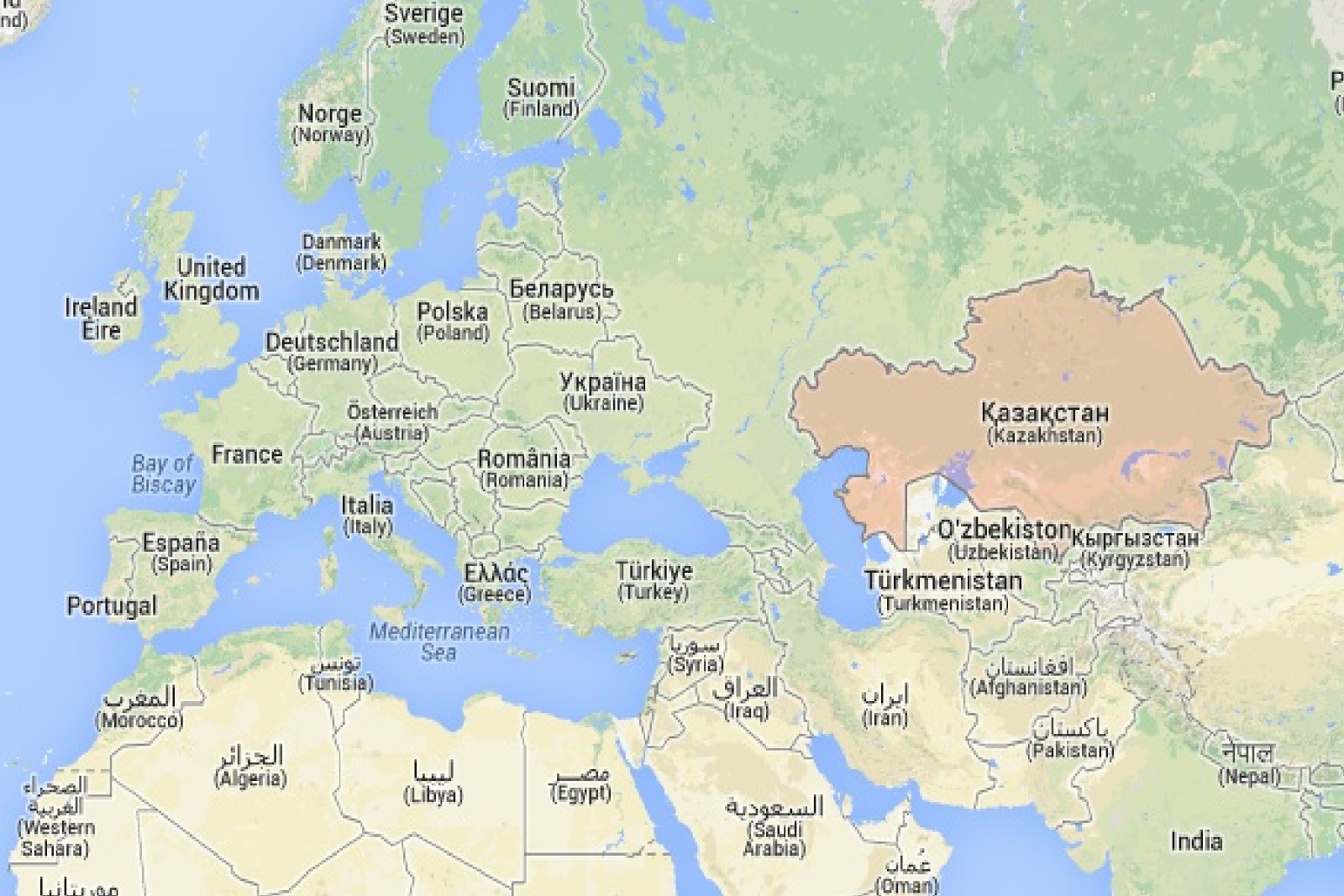 Karte Von Kasachstan Karte Von Kasachstan