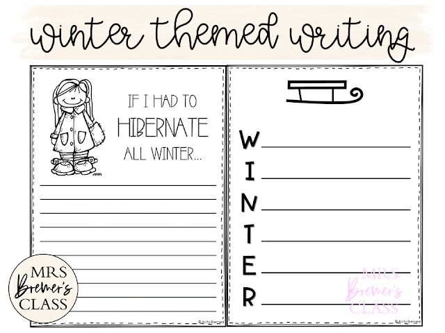 January writing prompt templates for daily journal writing or a writing center in Kindergarten First Grade Second Grade