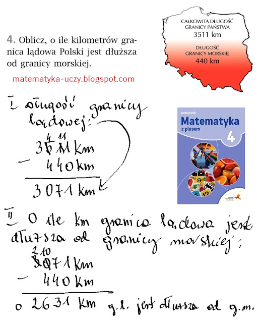 Zad. 4 i 5 str. 97 "Matematyka z plusem 4" Odejmowanie liczb sposobem pisemnym w zadaniach z treścią