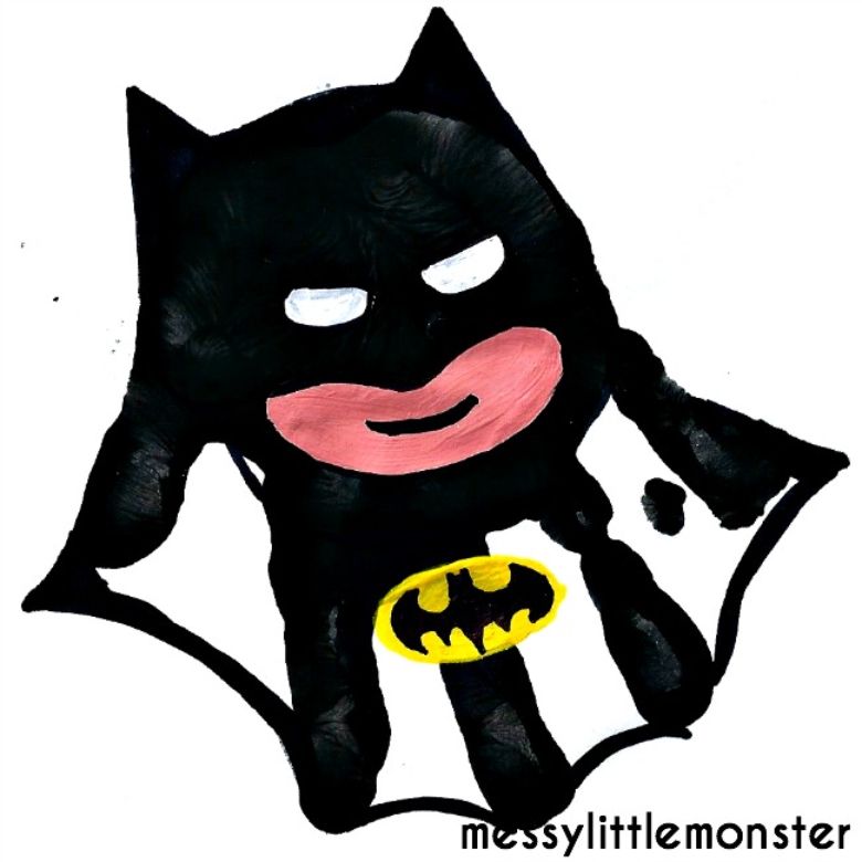 Batman superhero handprint art