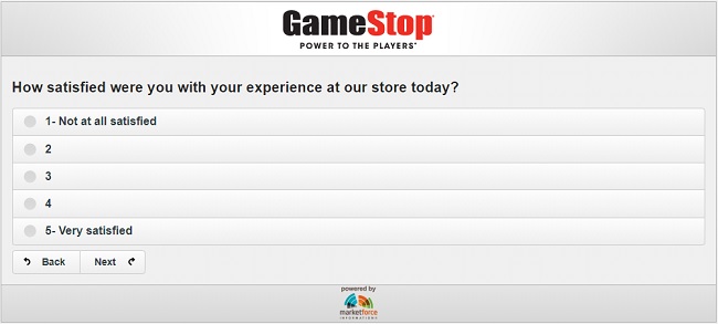 GameStop survey for points
