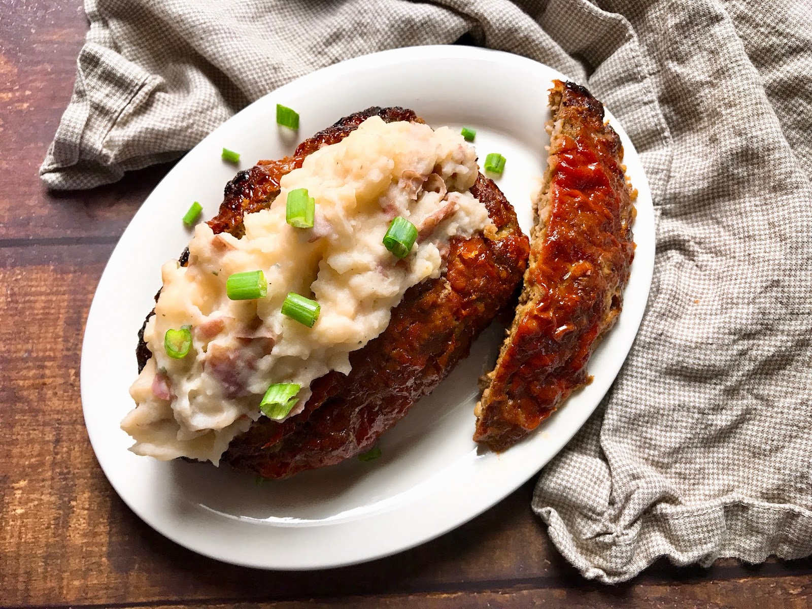 Stuffed Meatloaf with Smashed Potatoes