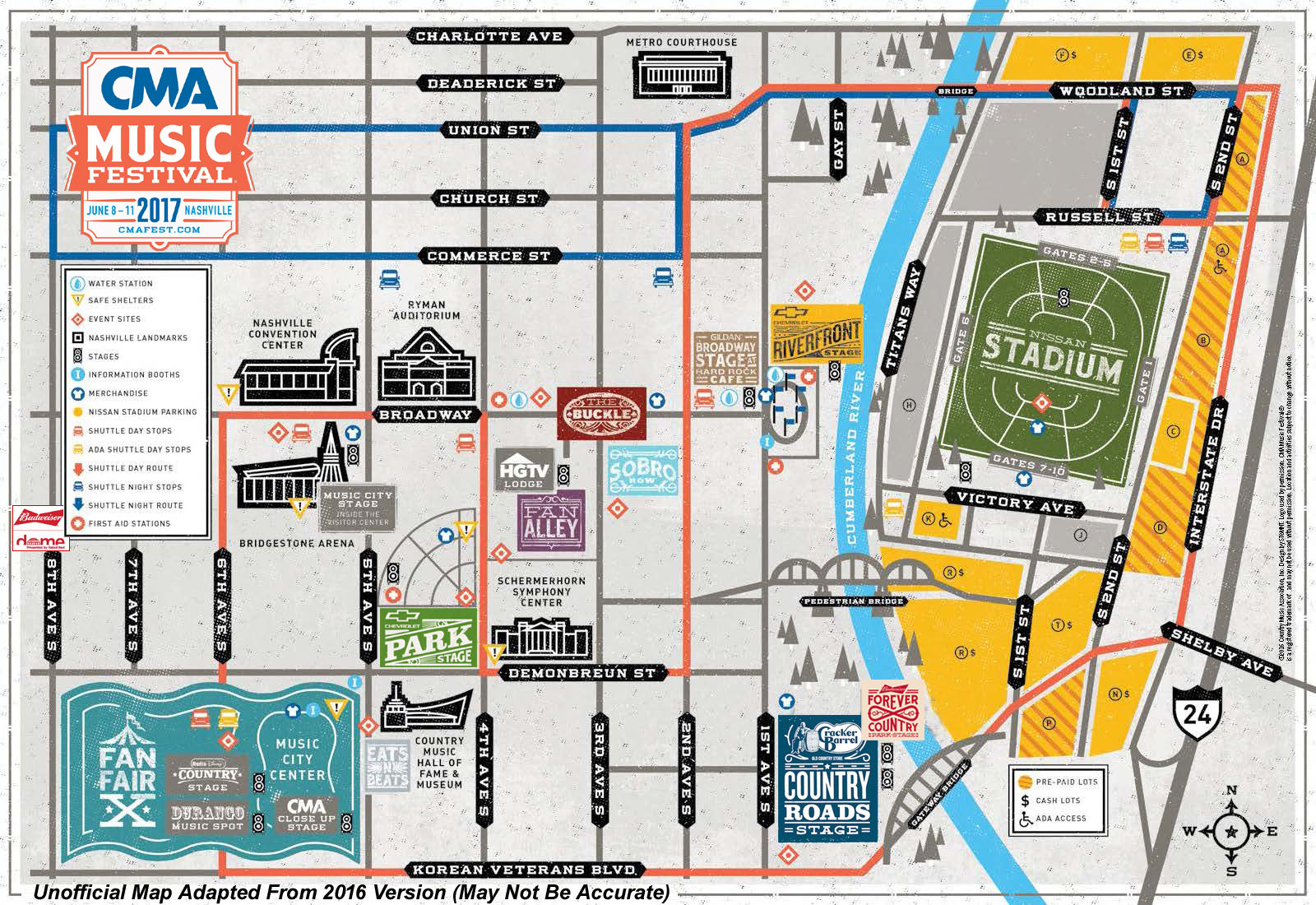 Updated Festival Map Unofficial 2017 CMA Music Festival Map! Now With
