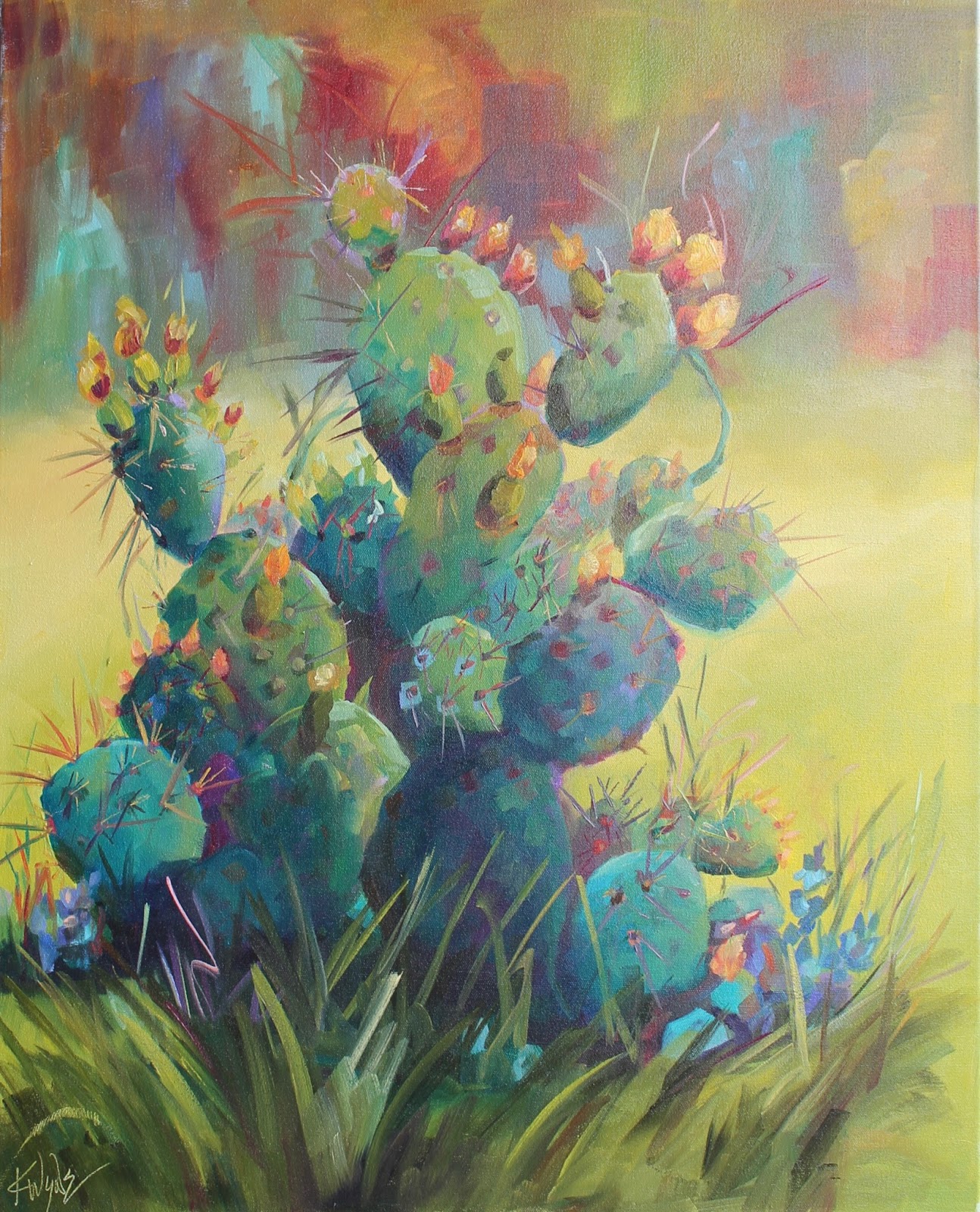 Kay Wyne Fine Art Blog: Prickly Pear Blooms by Kay Wyne - Sold!