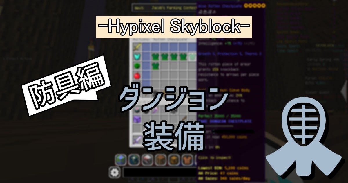 【Hypixel skyblock】ダンジョン向けおすすめ防具【F1~F6】
