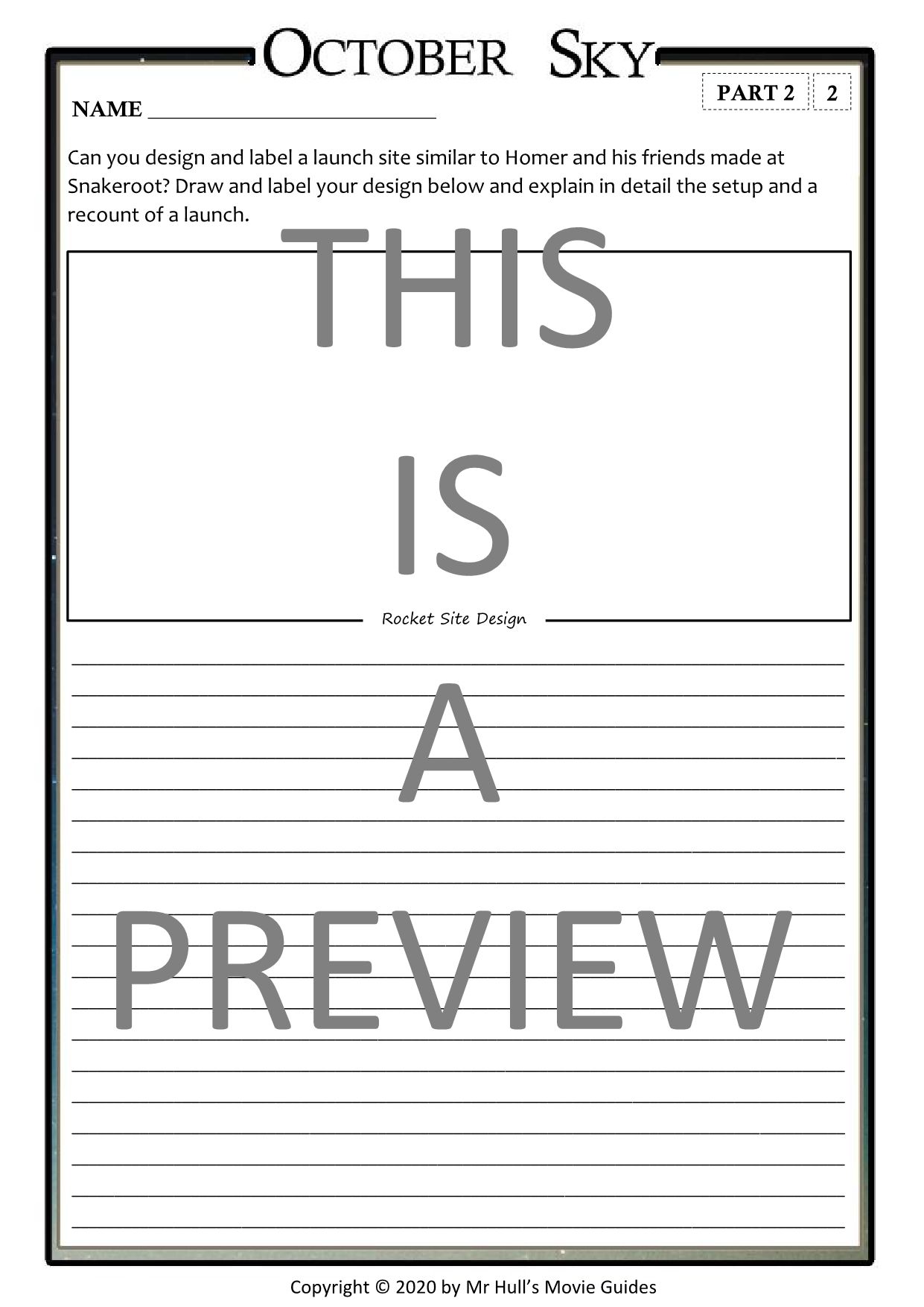 October Sky Movie Guide + Activities - Answer Keys Included ~ Movie