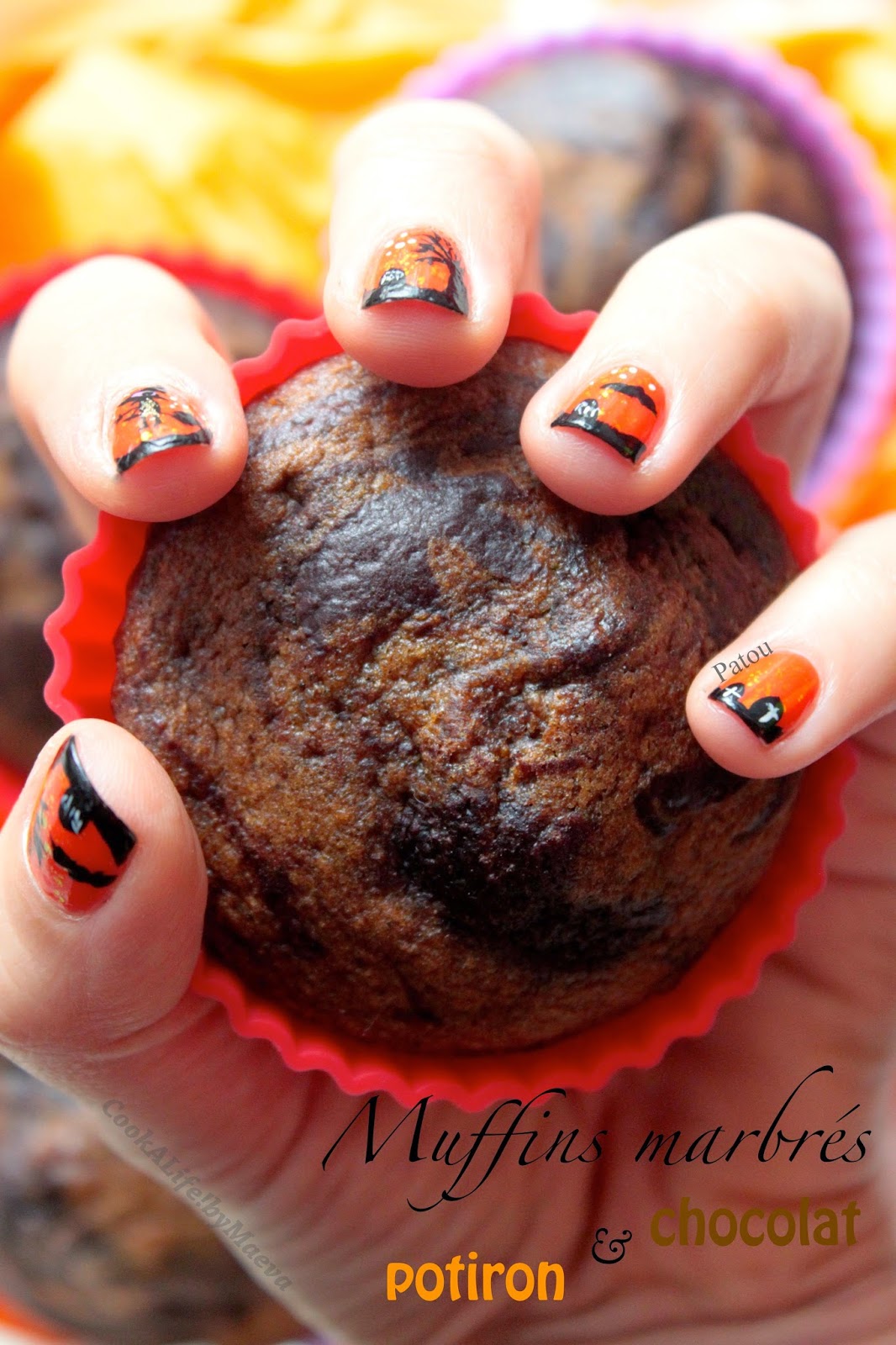 Muffins marbrés potiron & chocolat { et nail-art d'Halloween by Patou } • Cook A Life! by Maeva