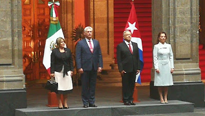 López Obrador recibe  al presidente de Cuba en Palacio Nacional